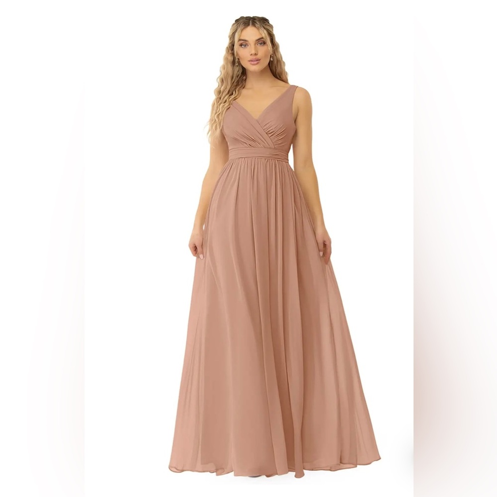 Azazie bridesmaid dress in the color champagne. Size 10.